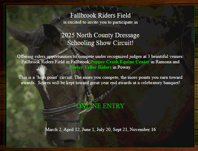 Fallbrook Riders Dressage Schooling Show Ciruit 2024